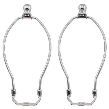Imagem de Suporte de harpa de abajur de 15,24 cm, OZXNO – Pacote com 2 lâmpadas de armação de chifre, suporte de sombra com base de luz e lâmpada de esfera, acessórios de substituição para lâmpadas de mesa/chão (prateado)