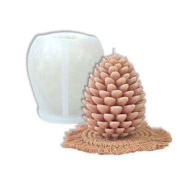 Imagem de Tone Fun Moldes de silicone 3D grandes em forma de pinhas para fazer velas, resina, velas de aromaterapia, sabonete de cera artesanal, decoração de casa, artesanato (12 x 11 cm)