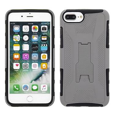Imagem de Cube Apple iPhone 8 Plus/7P/6s P/6P - Combo de suporte de coldre - Capa cinza de policarbonato com capa preta de TPU