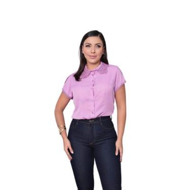 Imagem de Camisa Feminina Plus Size Moda Evangélica SKU:BP105 - R.S MODAS, Lilás