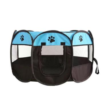 Imagem de Cercado Pet Dobrável Cercadinho Cães Gatos 88 x 60cm Azul - ATMX