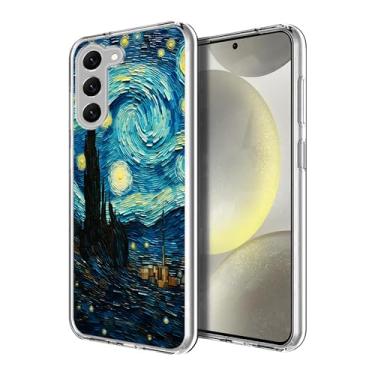 Imagem de Compatível com Samsung Galaxy S24 Plus, impressionismo Twist Starry Night Soft TPU Fashion Cool Slim à prova de choque capa protetora para telefone para mulheres meninas