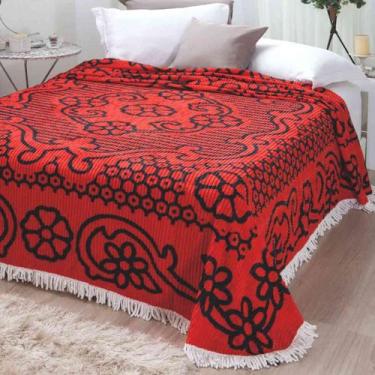 Imagem de Colcha Chenille Jolitex Queen Com Franja 2,20x2,40m Vermelha