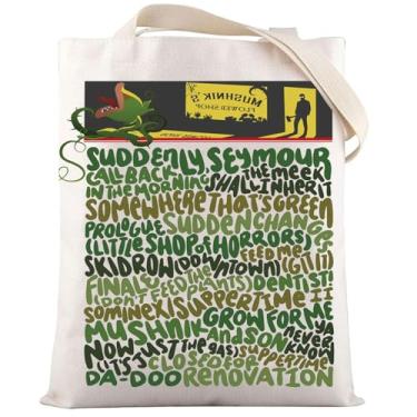 Imagem de LEVLO Sacola de lona musical Little Shop Of Horrors Seymour & Audrey 2 Fãs Gift Audrey Plant, Bolsa Little Shop, Large