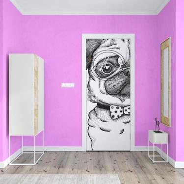 Imagem de Adesivo de Porta Pug Gravata - Império da Impressão, G - 90cm x 210cm