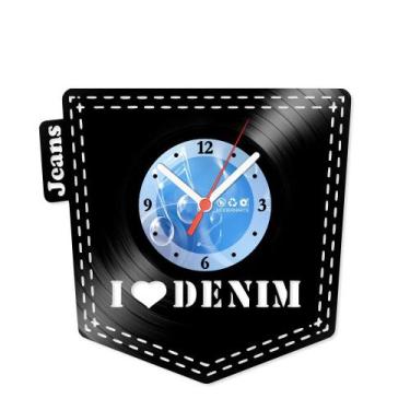 Imagem de Relógio De Parede Disco Vinil Diversos - I Love Jeans Denim - VDI-184 