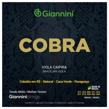 Imagem de Encordoamento Viola Caipira Giannini Cobra GESVNM Aço Níckel Médio