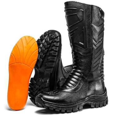 Imagem de Bota Militar Masculina Couro Preto Bombeiro Civil Cano Longo - SapatoF
