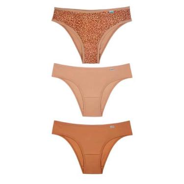 Imagem de Kit Calcinha Del Rio Feminina 3 PeçasBiquíni Onça Lisa - DelRio, M