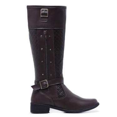 Imagem de Bota Montaria Feminina Cano Longo Leve Gmm Shoes Fivela Lateral 11079,