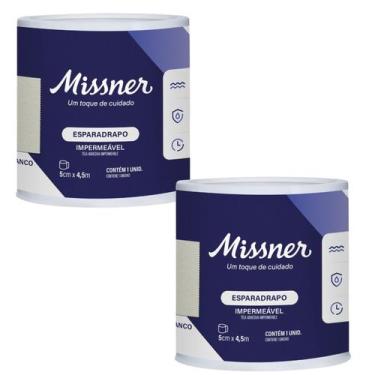 Imagem de Kit 2 Esparadrapo Impermeável Branco 5cm X 4,5m - Missner