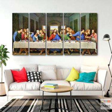 Imagem de Quadro Decorativo Santa Ceia em Tecido 140x65 - Wall Frame