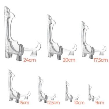 Imagem de Kit 12 Peças Suporte P/ Pratos Acrílico Transparente 24cm