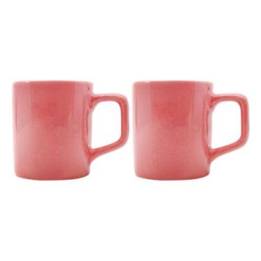 Imagem de Conjunto Xícaras Café Cerâmica Rosa Vibrante 80mL - 2un - ECOS, Colors