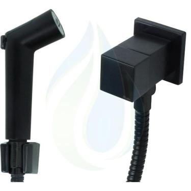 Imagem de Ducha Higiênica Quadrada Metal Para Banheiro Lavabo Black Matte Gatilh