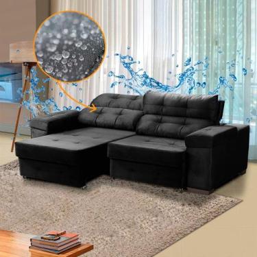 Imagem de Sofá Preto 3 Lugares Impermeável de Fábrica 220 Cm Retrátil Reclinável