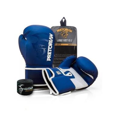 Imagem de Kit Luva De Boxe Muay Thai Fx2 Bandagem + Bucal - Pretorian, Azul, 16O