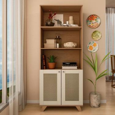 Imagem de Armário Multiuso Trama 2 Portas 4 Prateleiras Cinamomo/Off White - Art