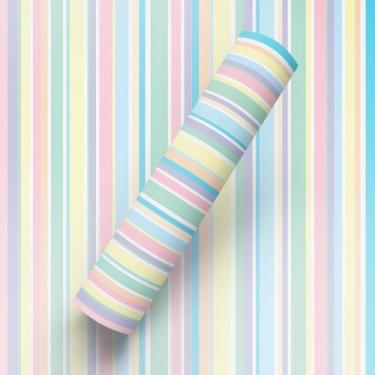 Imagem de Papel De Parede Adesivo Listrado Colorido Infantil - BAZAR DOS QUADROS