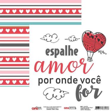 Imagem de Papel para Scrapbook OPACARD 15 x 15 cm - Amor 1 - 2745 - Opa Criando 
