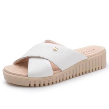 Imagem de Tamanco Feminino Anabela Conforto Couro Casual Lia Line-Feminino