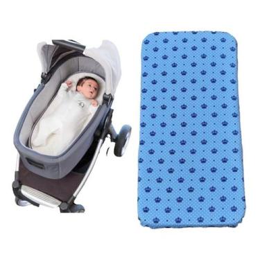 Imagem de Colchonete Para Carrinho De Bebê Moises Universal COROA  AZUL - CLICK 