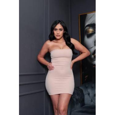 Imagem de Vestido curto feminino coladinho sem alças festas Verão tubinho justo 