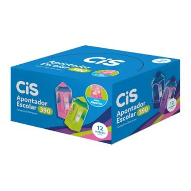 Imagem de Apontador Escolar 390 Formato Lápis com Deposito, CIS, Caixa com 12 unidades sortidas, 19.9600, Multicor