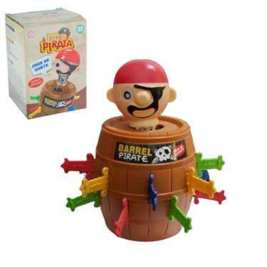 Imagem de Jogo Voa Pirata Ark Toys, Barril do Pirata com 16 Espadas Coloridas, Jogo de Mesa para 1-4 Jogadores, 3+ Anos