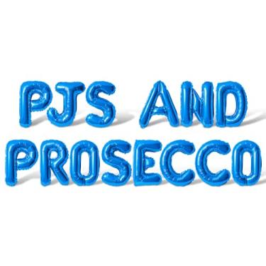 Imagem de Letter Balloons - PJS AND PROSECCO 16" Inch Alphabet Letters Foil Mylar Balloon Bachelorette Party Banner (Blue)