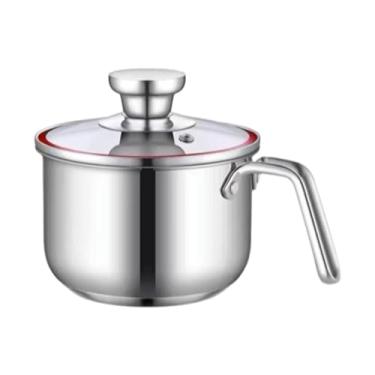 Imagem de YWJLQH Pote de molho com tampa, panela de aço inoxidável, panela de sopa para molho, macarrão, molhos, reaquecimento de sopas, 15x19.5x11cm