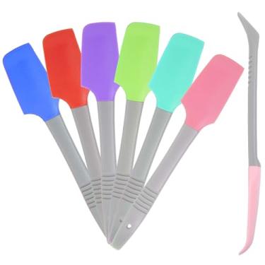 Imagem de Sibba Mini espátula de silicone, 6 peças, espátula pequena curvada, raspadora de cozinha, espátula úmida para ração para animais de estimação, espátula, pote de borracha, utensílios de cozinha