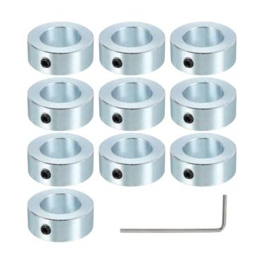 Imagem de PATIKIL Colar de eixo de 2,5 cm diâmetro externo de 2,5 cm de espessura, pacote com 10 unidades de aço carbono, trava de trem de pouso com parafuso de ajuste M6 e chave inglesa para indústria de