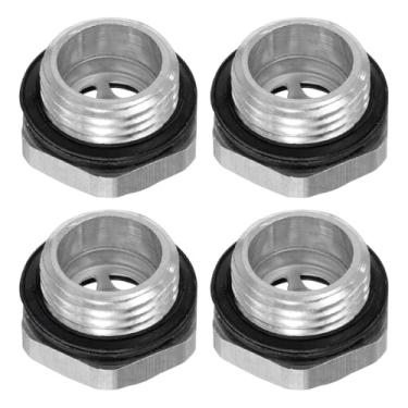 Imagem de HARFINGTON 4 peças de vidro de visão de óleo para compressor de ar G1/5.1 cm rosca macho medidor de nível de líquido cabeça hexagonal alumínio indicador de óleo janela com anel de vedação para tanques