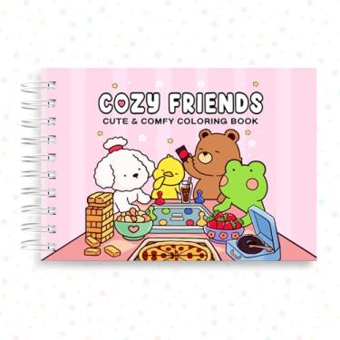 Imagem de Livro de Colorir Ursinho Cozy Friends Amigos 45 Folhas 180 Gramatura Capa Dura Caderno Desenho Pintura Urso