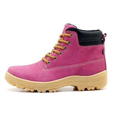 Imagem de Coturno Adventure casual cano médio couro rosa Pierrô (40)