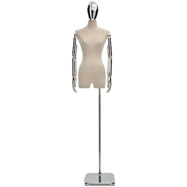 Imagem de Multiuso Manequim de superfície de veludo de camurça de meio corpo Manequim de corpo de manequim feminino para exibição de roupas com suporte de altura ajustável Janela