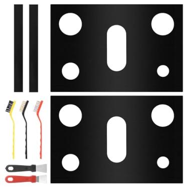 Imagem de Pacote com 2 capas de queimador de fogão para fogão a gás Samsung, conjunto de protetores de fogão a gás com capa de lacuna e ferramenta de limpeza, capa protetora reutilizável de fogão a gás,