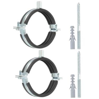 Imagem de PATIKIL Gancho de tubo de anel dividido de 83 a 93 mm, 2 peças de suporte de tubo ajustável para serviço pesado braçadeira de ferro galvanizado para montagem no teto com parafusos e tubo de expansão,