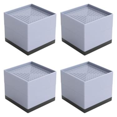 Imagem de WeiLaiKeQi 4 pces móveis elevadores cama risers, empilhável máquina de lavar pé almofadas pés acessórios suporta para mesa cama estante mesa, Cinza 7.8x7.8x7.5cm