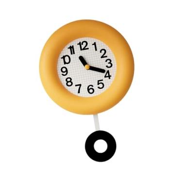 Imagem de Generic Relógio de parede silencioso relógio pendurado relógio decorativo relógio analógico moderno relógio redondo de madeira sem -taque para loja, com Pêndulo