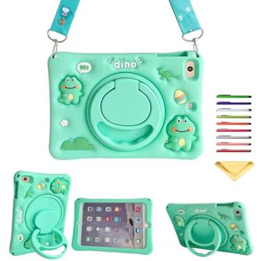 Imagem de Capa infantil para iPad 10ª geração 10 polegadas 2022, capa UUcovers com anel giratório de 360° com suporte para lápis/alça de ombro menina menino fofo Kawaii capa à prova de choque de silicone macio