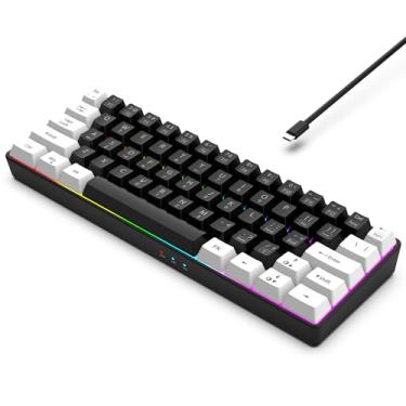 Imagem de Kchibo- Teclado para jogos com fio 60%, teclado ultracompacto com retroiluminação RGB, teclado compacto à prova d'água de 61 teclas para jogadores de PC/Mac, digitador, viagem, fácil de usar