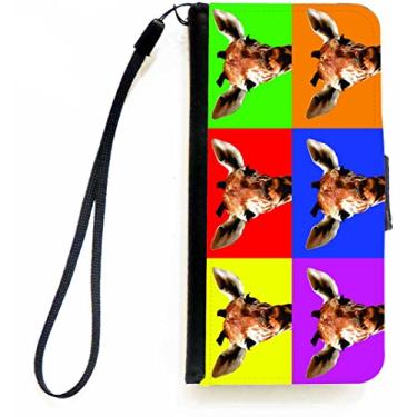 Imagem de Rikki Knight Capa carteira flip com design de blocos de cores girafa para iPhone 5c da Apple