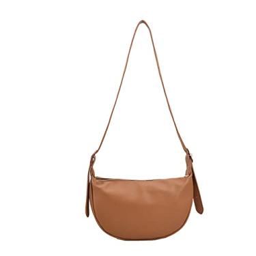 Imagem de Bolsa de peito para mulheres Bolsa tiracolo de grande capacidade para mulheres Bolsa de cintura meia-lua Bolsa de viagem feminina(Khaki2)