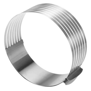 Imagem de Molde P/ Bolo Ajustável Aço Inox Extensível Fatiador Camadas - Kadê