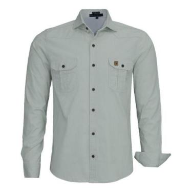 Imagem de Camisa Social Luxo Slim Amil  Algodão 2/ Bolso Scorpion 1747, Prata, 4