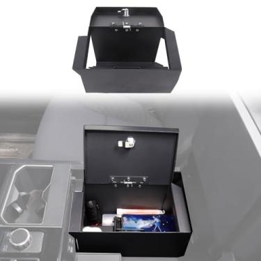 Imagem de HAPPYHORSE Cofre para console central compatível com Toyot@ Tundra 2022-2025, console central, apoio de braço, caixa organizadora de segurança para armas, bandeja organizadora de segurança com trava e
