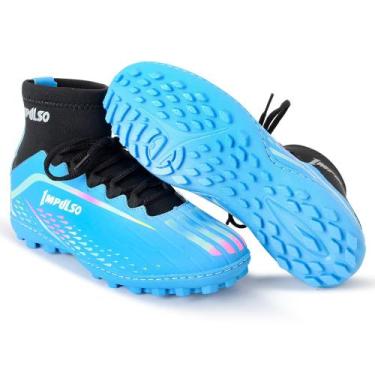 Imagem de chuteira trainer botinha cano longo society lançamento, Azul, 43