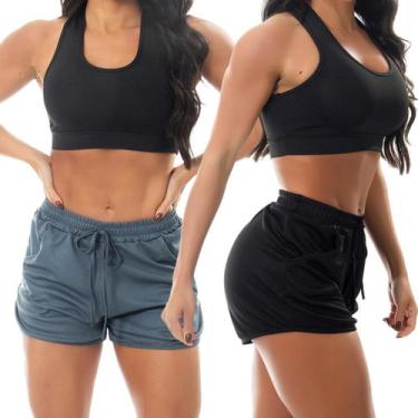 Imagem de Kit 2 Short Feminino Esportivo Treino Fitness Com Bolso Fristyle, G, P